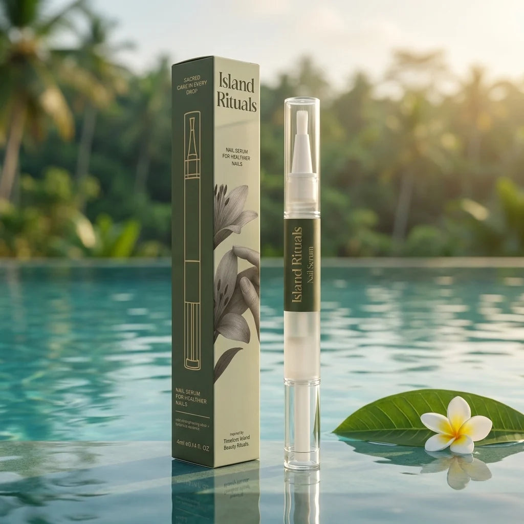 Island Rituals Nail Serum di tepi kolam tropis